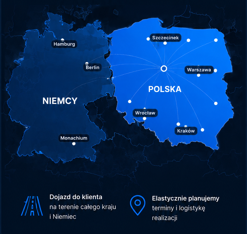 Obszar działania AdMal — Polska i Niemcy